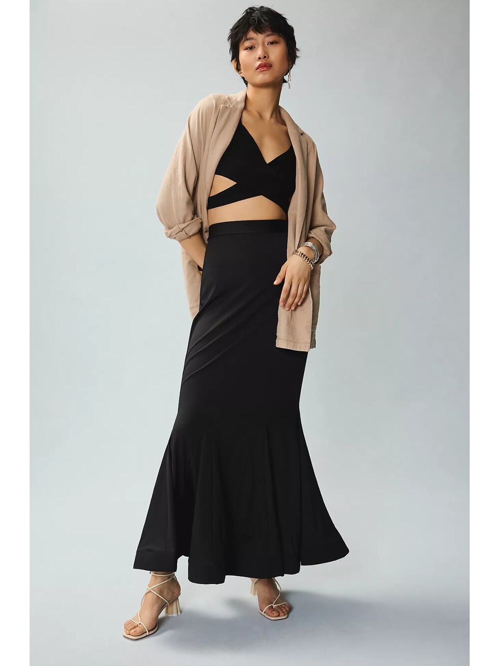 NWT Anthropologie Let Me Be Slim Trumpet Black Maxi Skirt - Size XS
